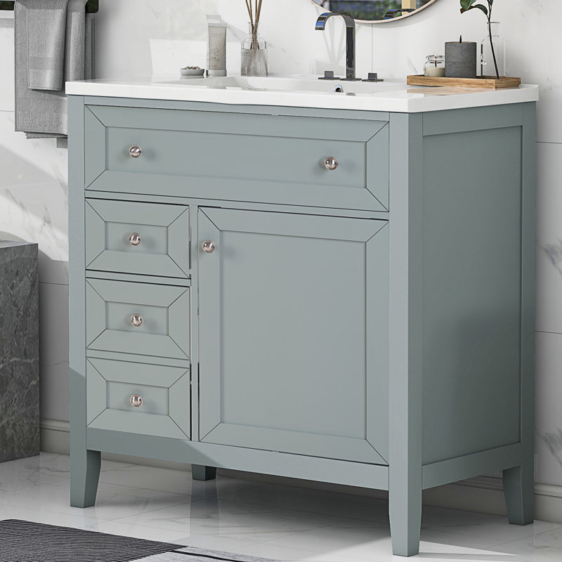 Meuble-lavabo de salle de bain avec lavabo encastré en céramique