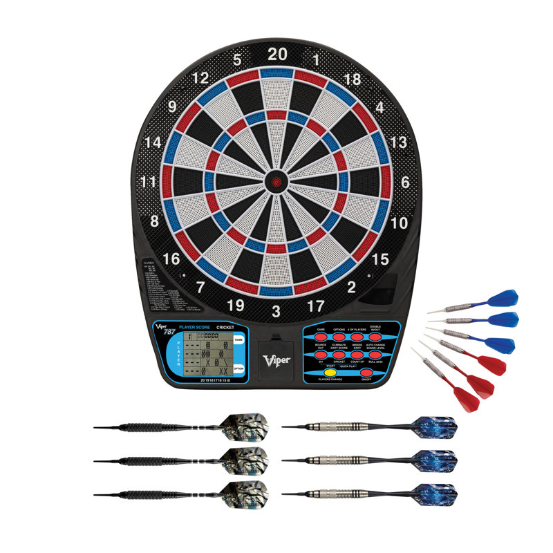 Jeu de fléchettes électronique Viper 787 avec deux ensembles de fléchettes à pointe souple de 18 grammes, Black Magic et Silver Thunder