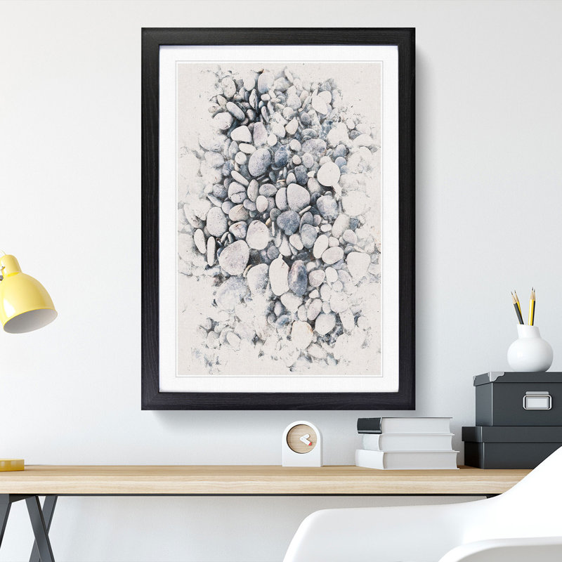 Pebbles - Picture Frame Painting Print, 63cm H x 45cm W x 2cm D, Black Framed
