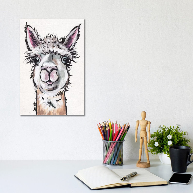 Maggie The Alpaca by Hippie Hound Studios - Wrapped Canvas Painting, 20.32 cm H x 30.48 cm W