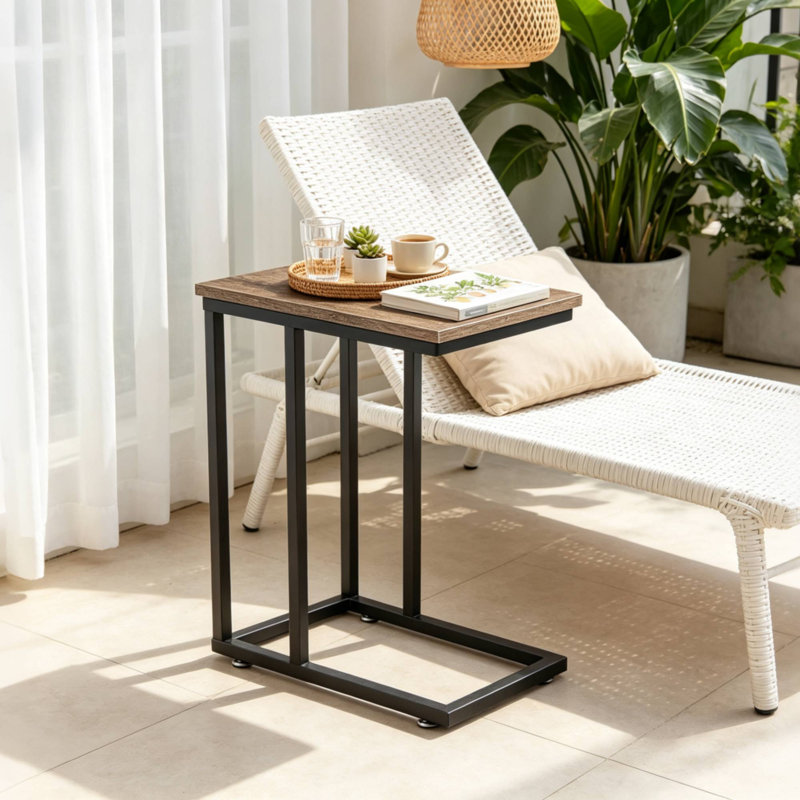 Camillie 24'' Tall C Table End Table, Gray Top/Gray Base