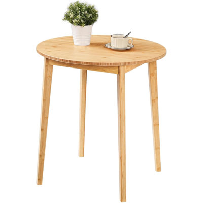 Bamboo Dining Table, Round Dining Table For  Kitchen Table For  Space, Writing Table, Easy To Assemble, For Dining Room, Living Room, Office, Kitchen,
