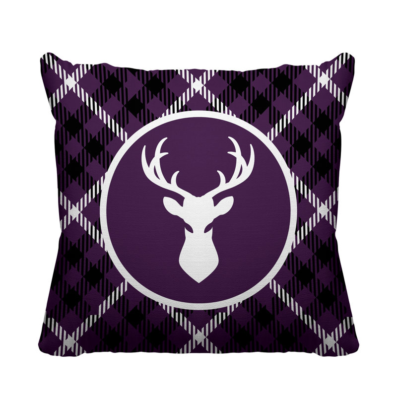 Houndstooth Outdoor Reversible Throw Pillow, 17H" x 17W", Purple