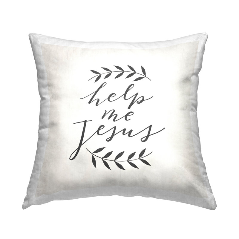 Aidez-moi, Jésus, conception de coussin décoratif simple imprimé botanique par Loni Harris