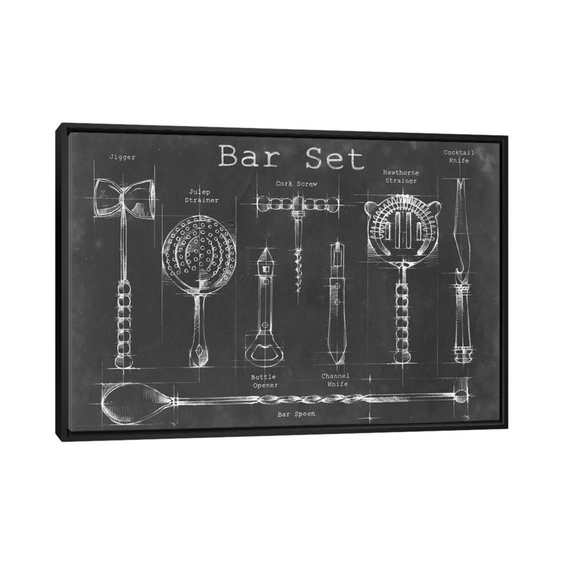 «Bar Set», estampe numérique sur toile tendue, H 32 po x l 48 po x P 1,5 po, Toile avec cadre noir