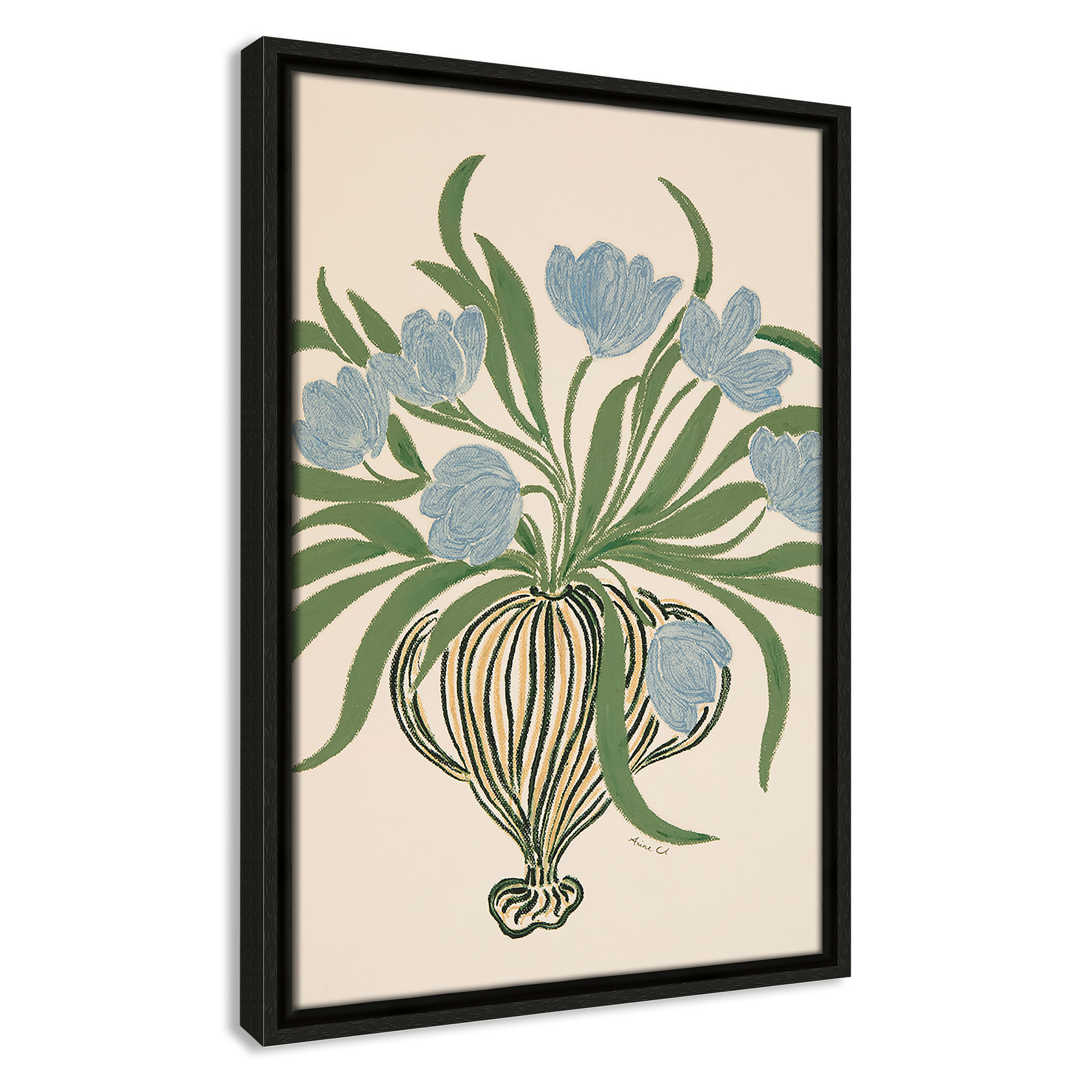 La Poire Blue Tulips Print by Camilla Bergqvist, 19.5" H x 13.5" W, Espresso