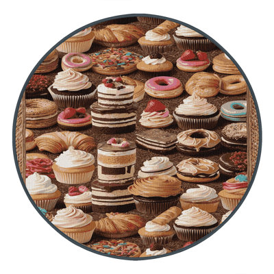 Washable Cakes and Pastries Desserts Area Rug