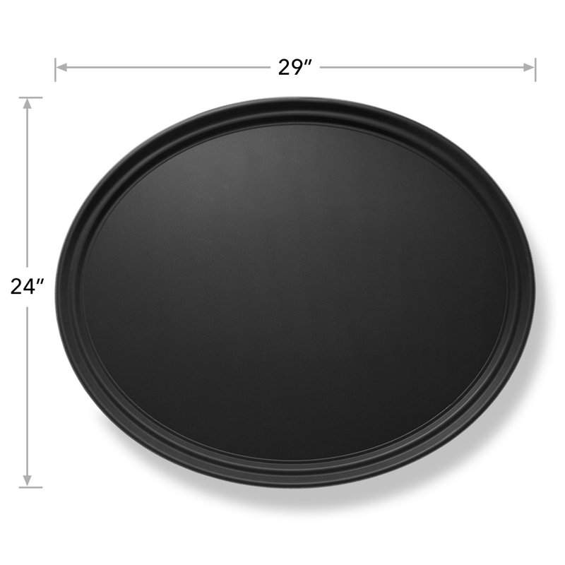 29" Oval Non-Skid Serving Trays, NSF Certified, Black