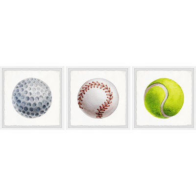 Grab a Ball Triptych 3- Piece Set Framed Print