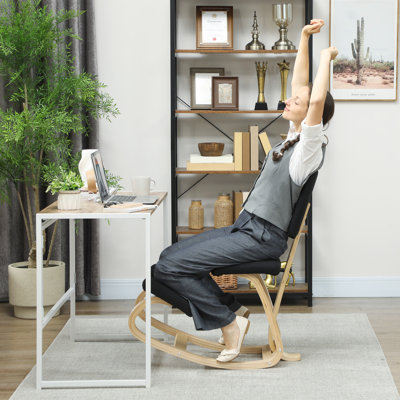 Fauteuil ergonomique à genoux, tabouret à bascule en bois, noir