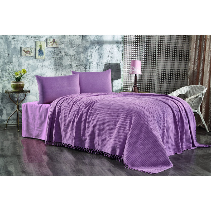Couvre-lit / couvre-lit 100% coton Damaris, Lilas