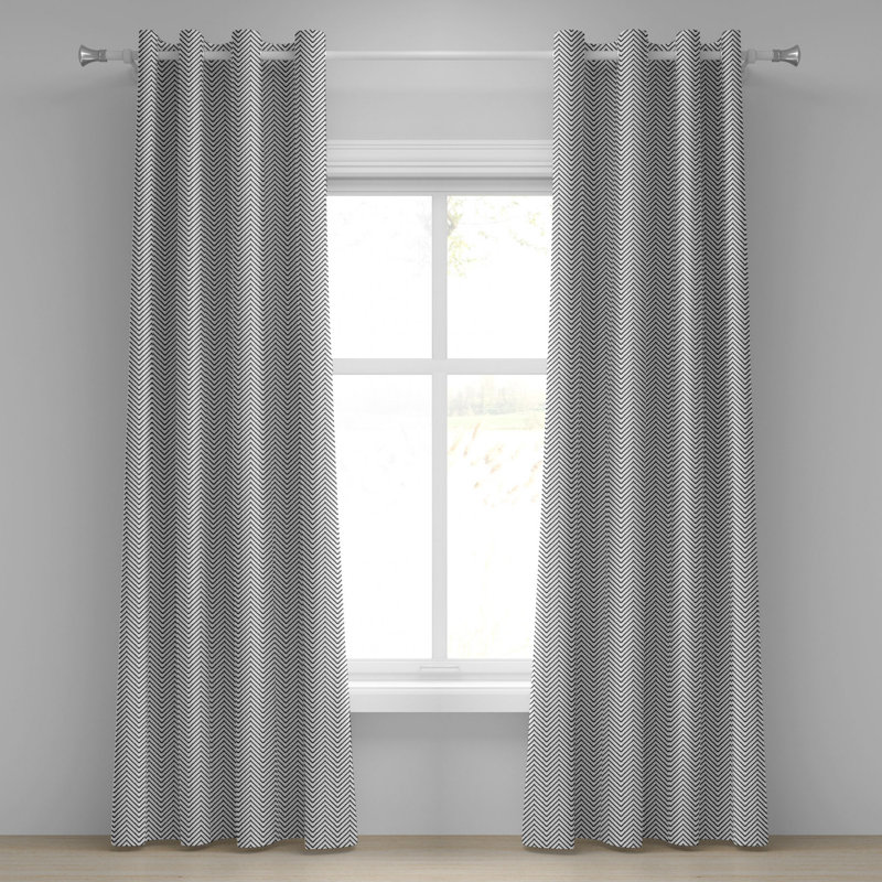 Sateen Geometric Semi-Sheer Grommet Curtain Panels, 50" W x 120" L