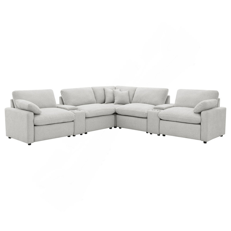 Grey 7-piece Modular Power Reclining Sectional Sofa