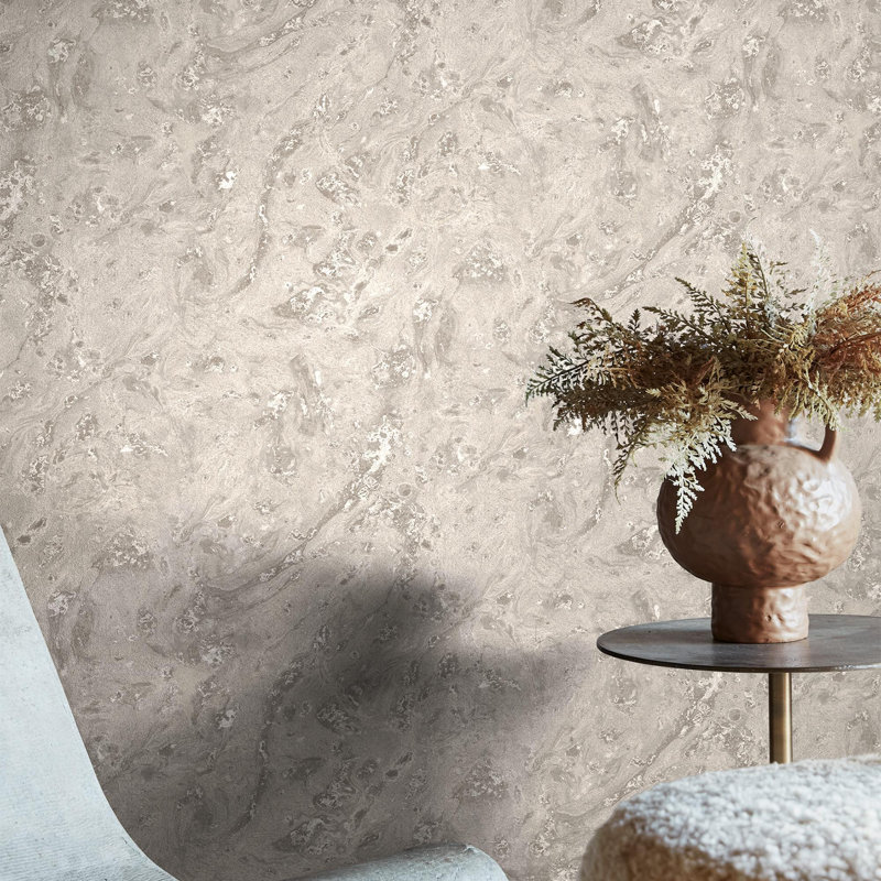 Abigail Ahern Boheme Marble 10m x 52cm Textured Matte Wallpaper Roll, Grey