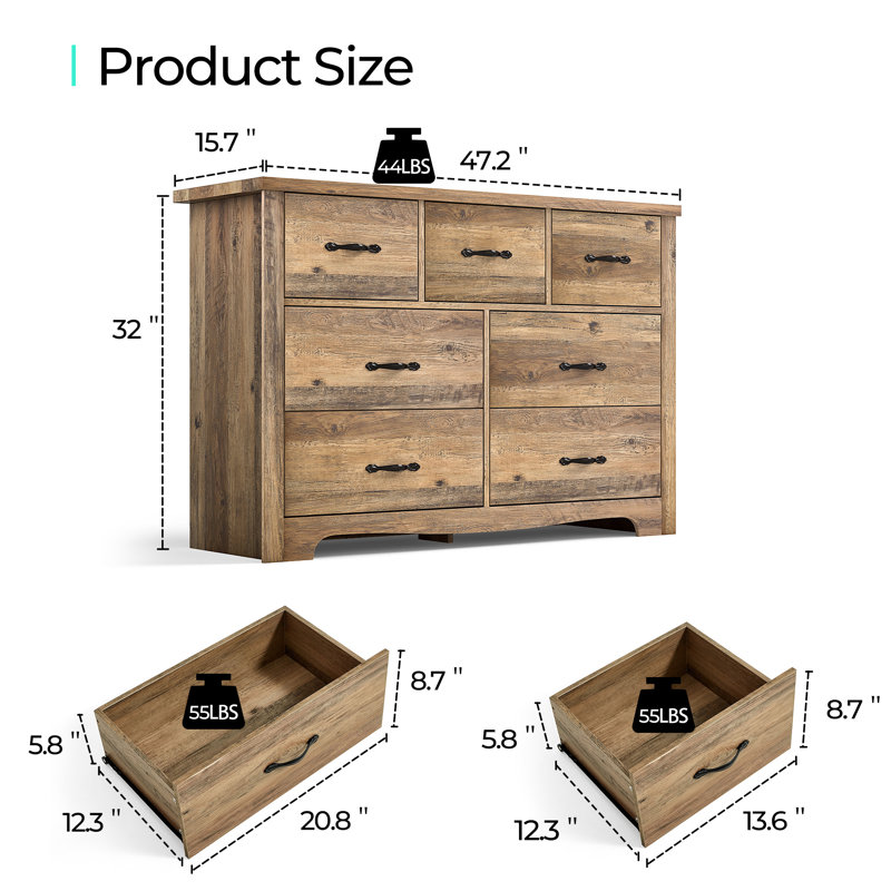 Commode double l 47,2 po Anjuan, Brun