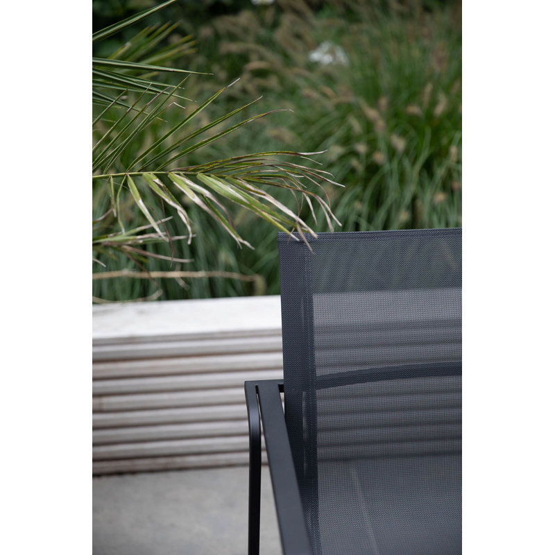 Muze Stacking Patio Dining Chair, Anthracite Frame/Anthracite Mesh
