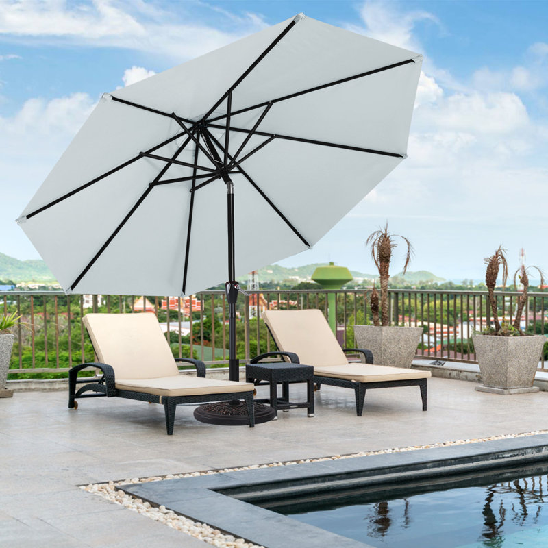 Parasol de marché Miqdad, Gris clair, H 96,4 po x l 118,1 po x P 118,1 po