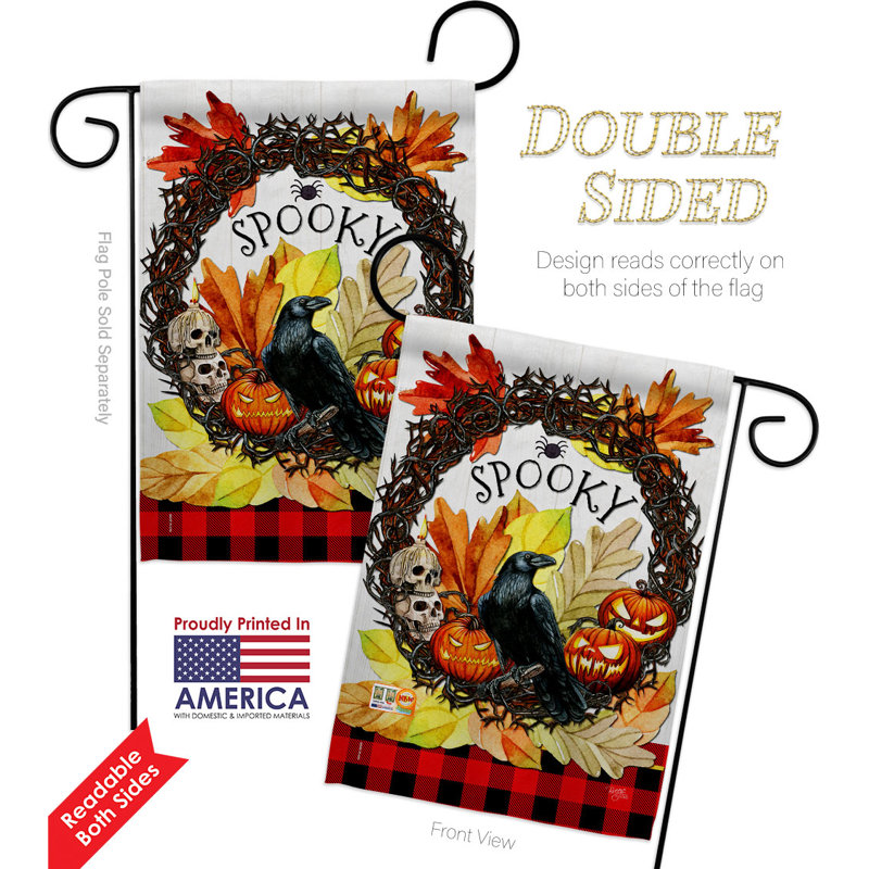 Double Sided 18.5'' H x 13'' W Polyester Halloween Garden Flag