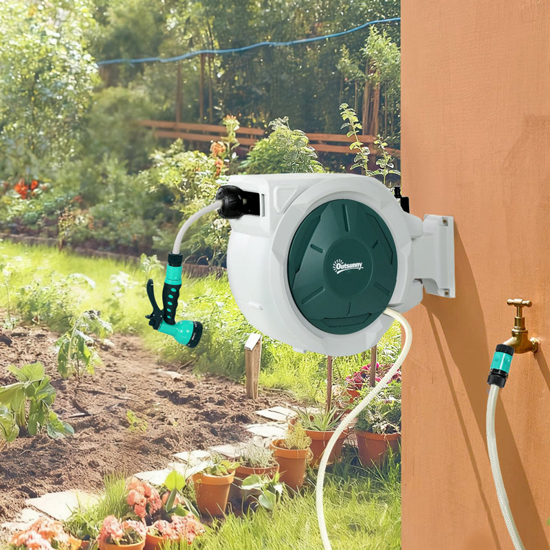 Dévidoir rétractable, 1/2 po x 65 pi, vert