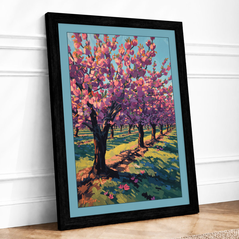 Flowering Tree Grove Botanical - Framed Print, A2 - 59.4 x 42.0 cm, Black