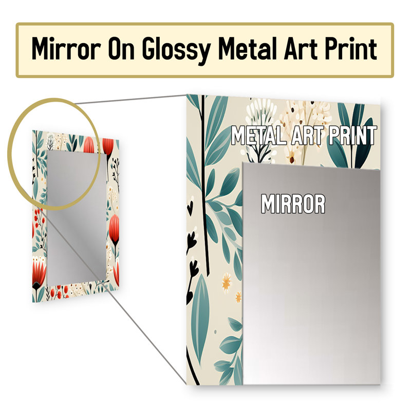 Holmes Moroccan Influence Floral Dreams - miroir décoratif floral, miroir mural floral, impression d'art en métal