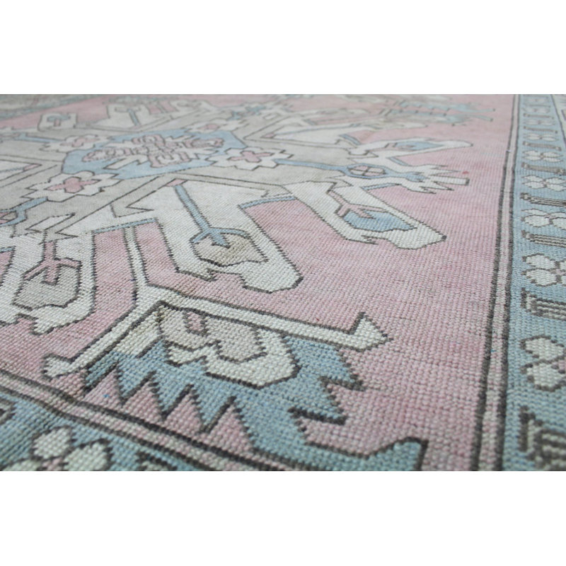 Tapis rose en laine noué à la main de conception unique 7 pi 9 po x 11 pi 1 po Sultanabad