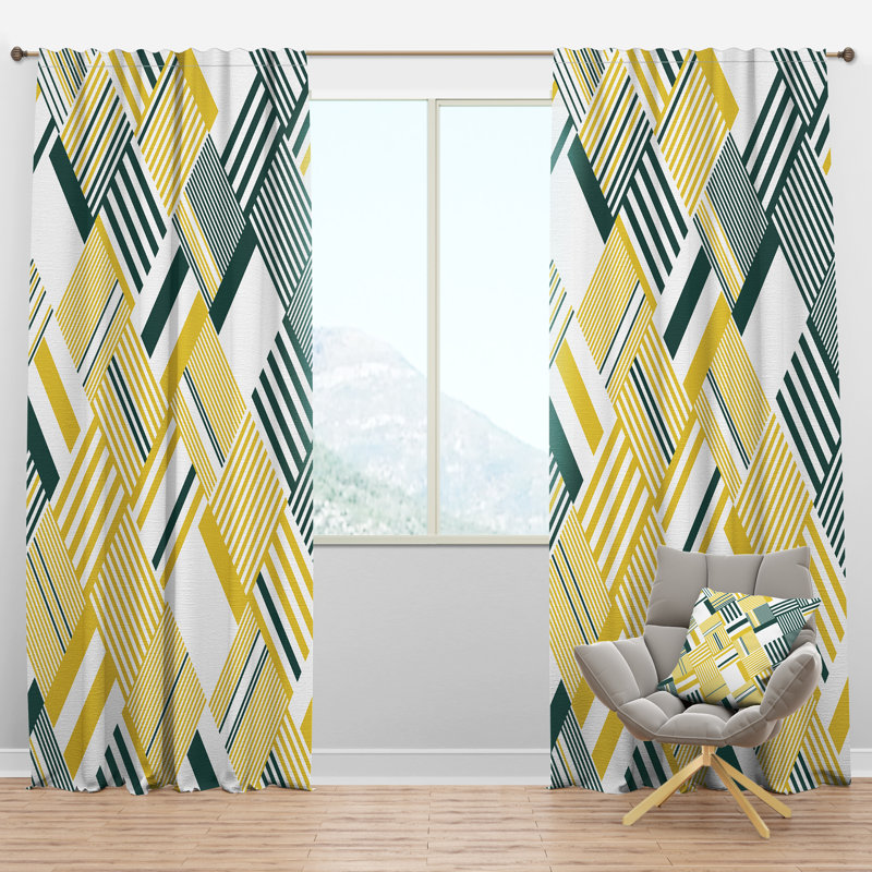 Panneau de rideau simple semi-diaphane avec passe-tringle Mid-Century, l 52 po x L 120 po
