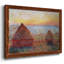 «Grainstacks At Giverny, Sunset, 1889», reproduction encadrée sur toile par J Paul-1010845672-1010845675