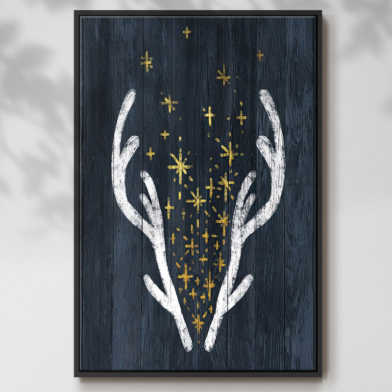 " Antlers & Magic ", Black, 37" H x 25" W x 1.5" D