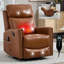 Fauteuil inclinable manuel massant et chauffant en cuir véritable jaune foncé avec bascule et pivot pour salon-429520163