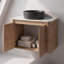 Ensemble de meuble-lavabo simple mural 30 po avec lavabo vasque noir mat et 2 portes en chêne imitation moderne
