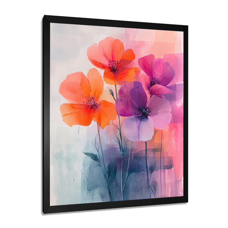 Ryanne - Art mural floral, Reproduction encadrée d'une seule photo, Noir, noir, noir, noir, H 20 po x l 12 po