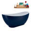 Baignoire de trempage autoportante en acrylique 62 "avec bonde et plateau en bambou Streamline-90888238