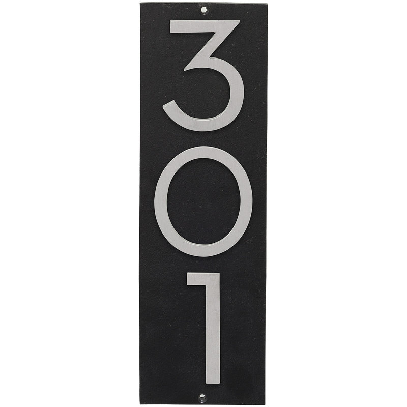 Floating 1-Line Wall Address Plaque, Hunter Green, Brushed Aluminum