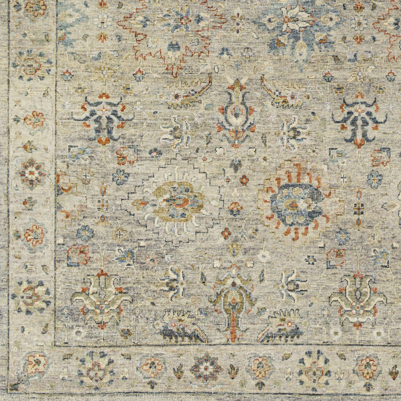 Wool Floral Area Rug, Rectangle 9' x 12'