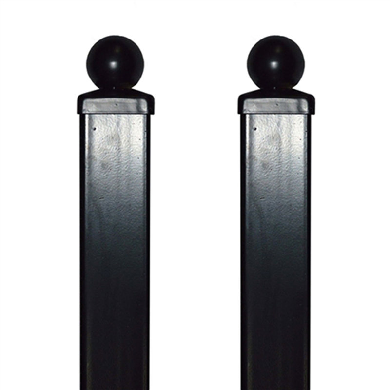 7.5-Foot Black Metal Pedestrian Gate Posts with Ball Finials