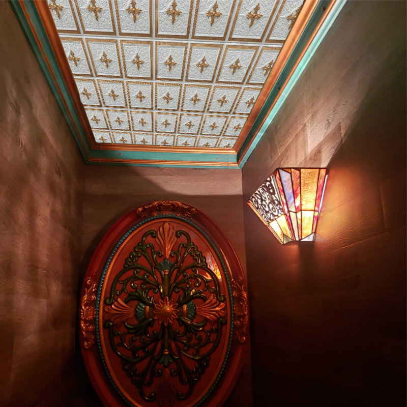 Carreau de plafond en PVC 2 pi x 2 pi Falkirk Perth, Perle / blanc / or