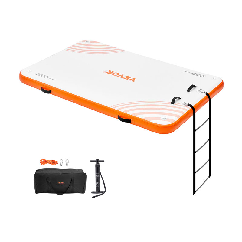 8 x 5FT Non-Slip Water Floating Dock Mat with Portable Carrying Bag & Detachable Ladder