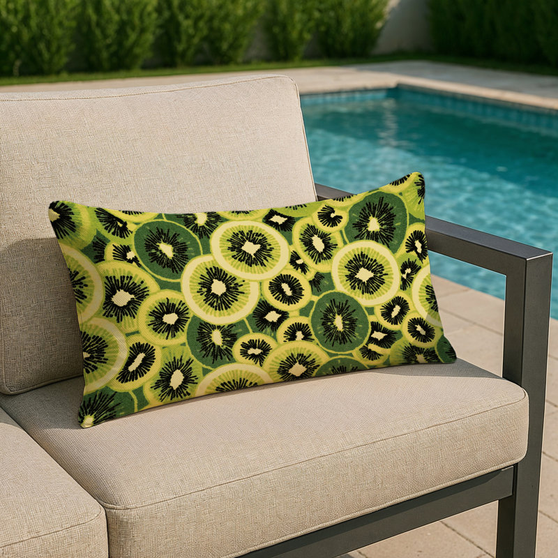Indoor and Outdoor Throw Pillow, Kiwi, Rectangle 25" H x 18" W