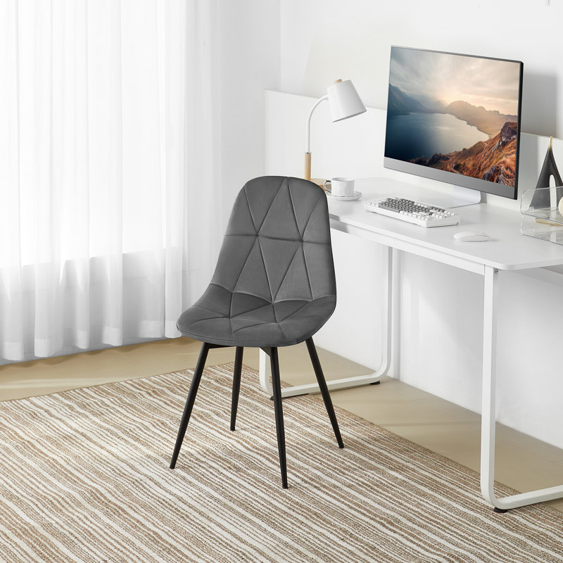 47cm H Velvet Upholstered Side Chair, Dark Grey