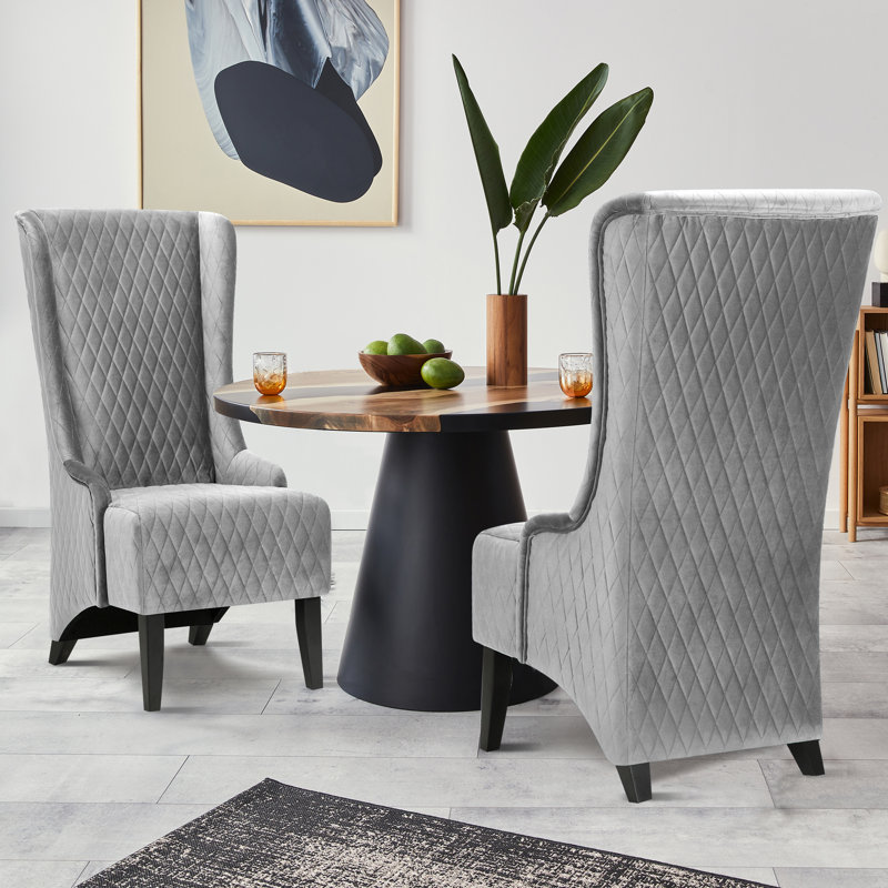 Jillianna Upholstered Wingback Chair, Gray Polyester Blend