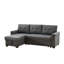 Canapé modulaire réversible en lin gris foncé de 84 po avec méridienne avec rangement Jardin