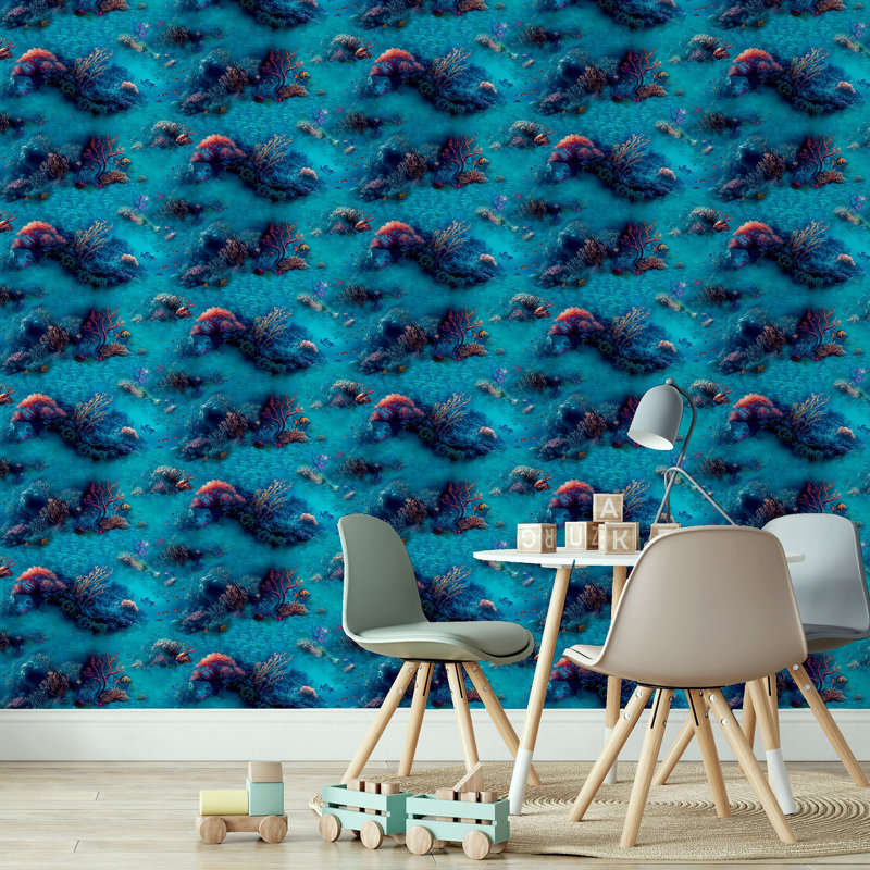 Papier peint bleu sous la mer Orlena
