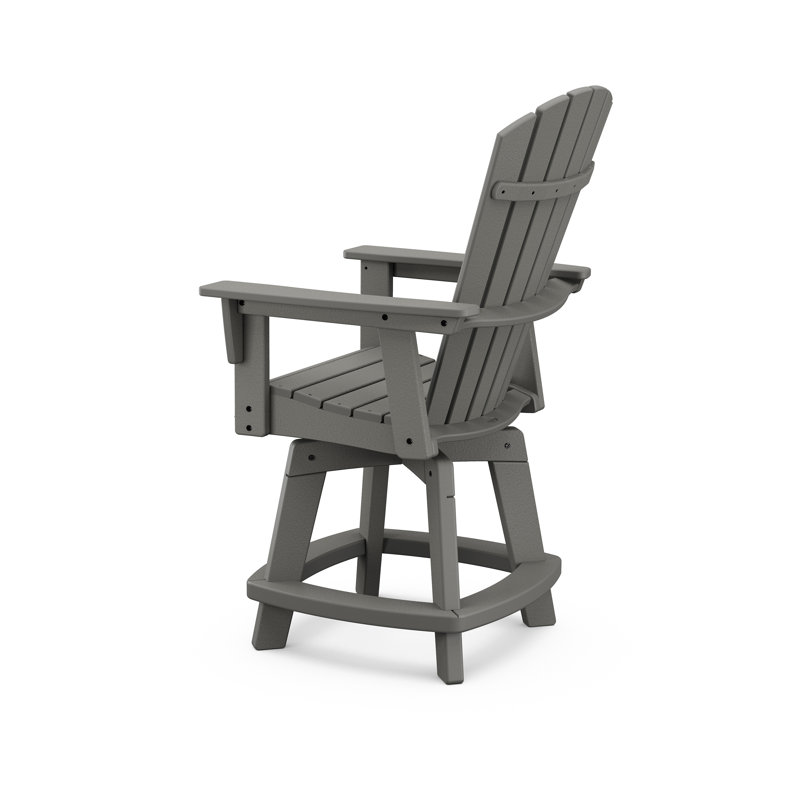 Chaise de comptoir pivotante Nautical Curveback Adirondack, Gris ardoise, 23,25 po
