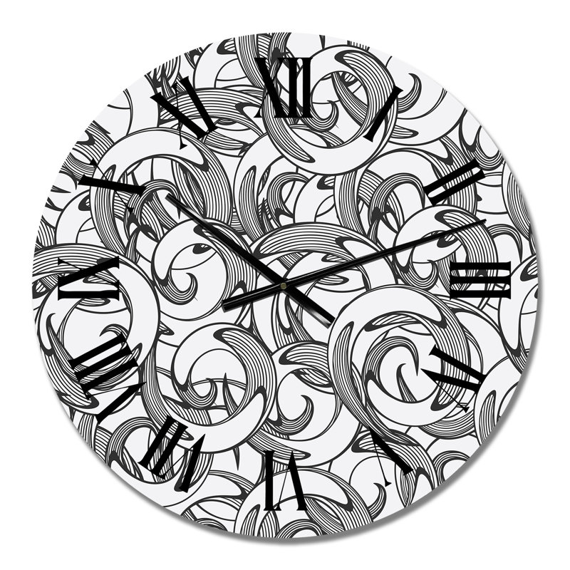 Horloge murale monochrome à motif organique IV, Moyen