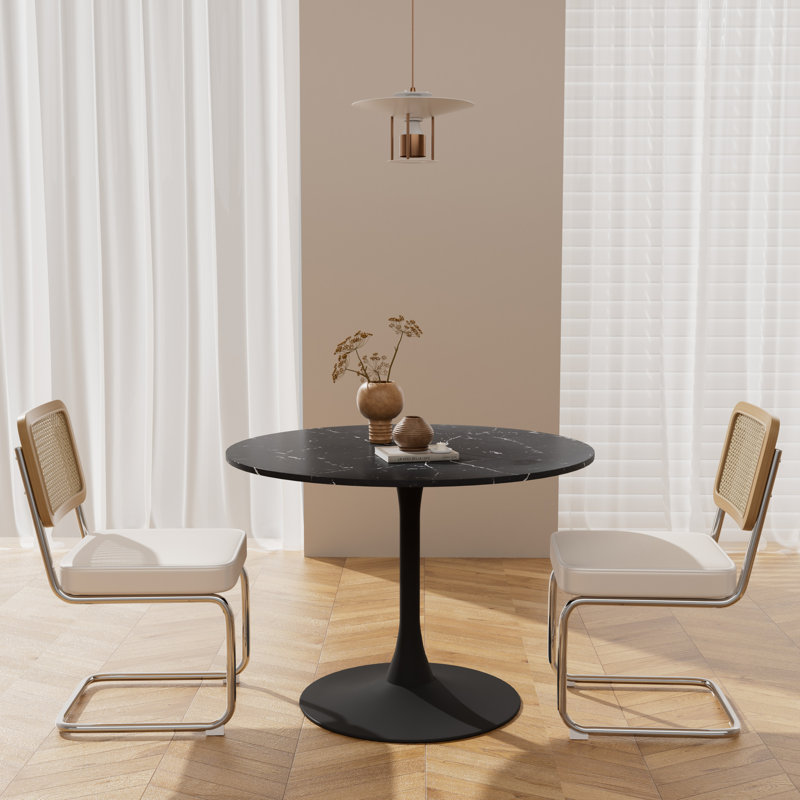 Elegant Dining Table Set for 2, Black, Beige