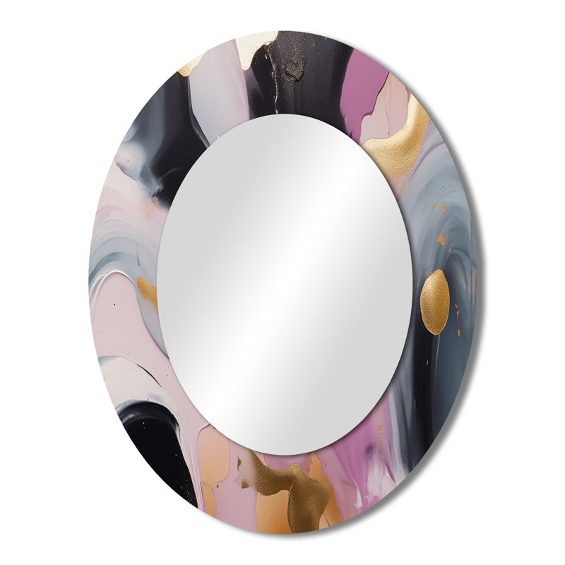 Symphonie de marbre rose et doré - miroir ovale rose, 43 po x 33 po