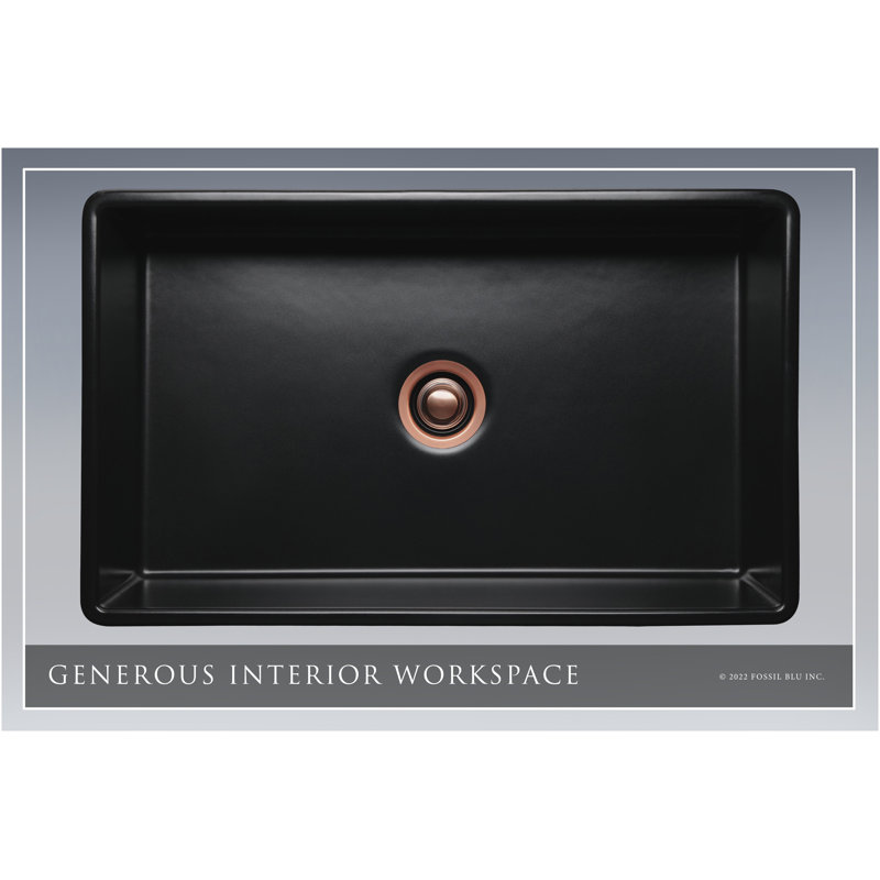 Luxury Solid Fireclay Farmhouse Sink, Antique Copper