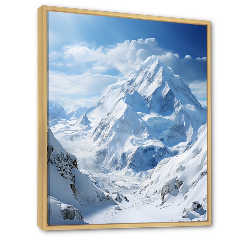 " Winter Snowy Peaks III ", 32" H x 24" W x 1" D, Natural Floater Framed