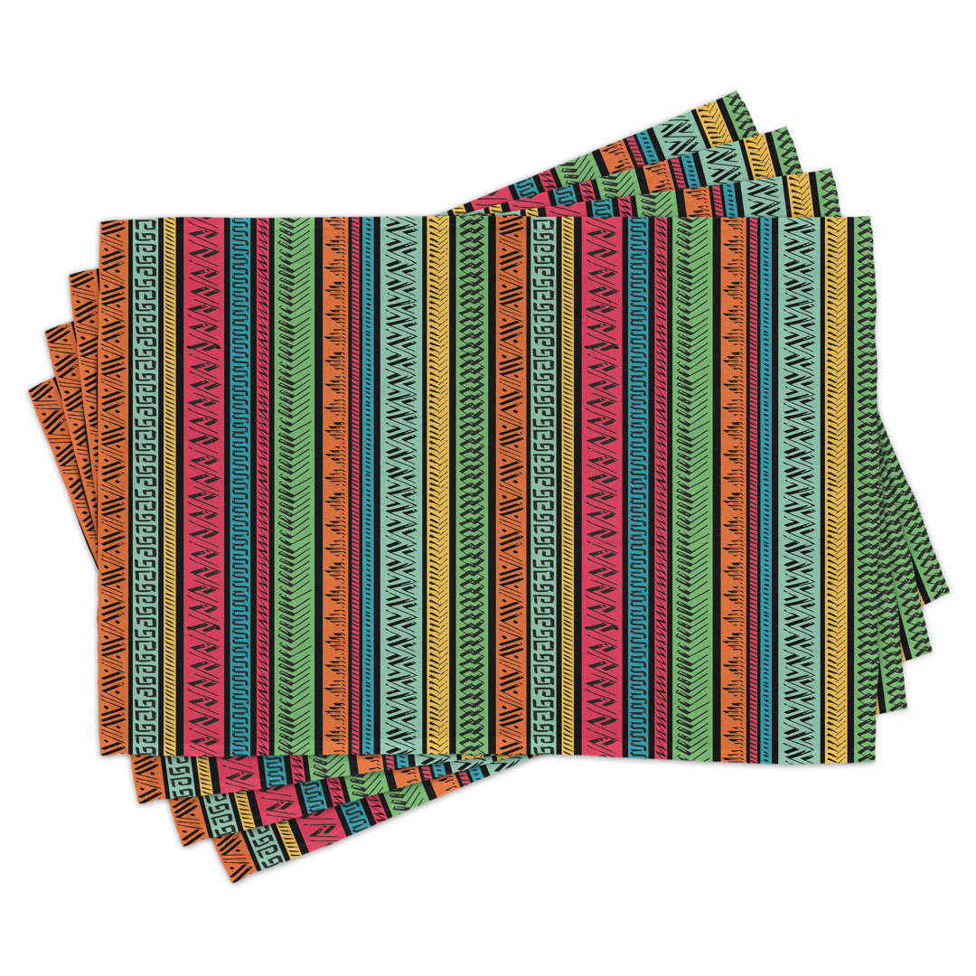 Platzdeckchen 4er-Set, Native Borders, Multicolor